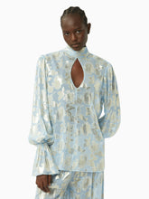 Charger l&#39;image dans la galerie, Lurex cut out shirt in light blue - Nina Ricci
